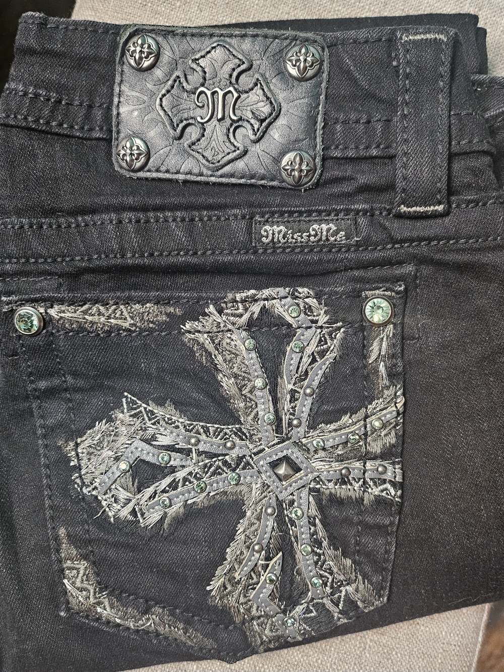 Miss Me  Black Embroidered Jeans